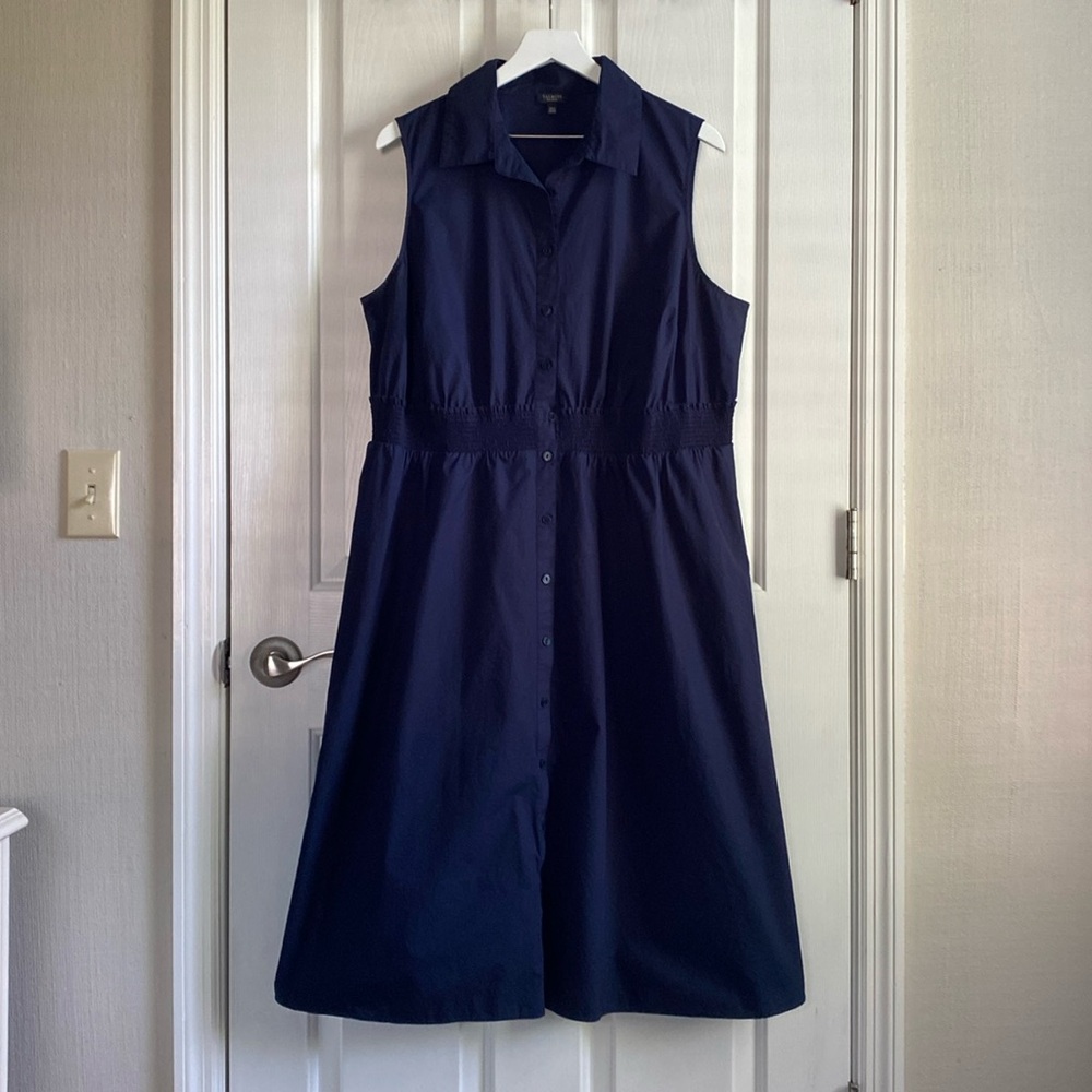 Talbots Womens Navy Blue Collared Neck Sleeveless Maxi Dress Size 16WP